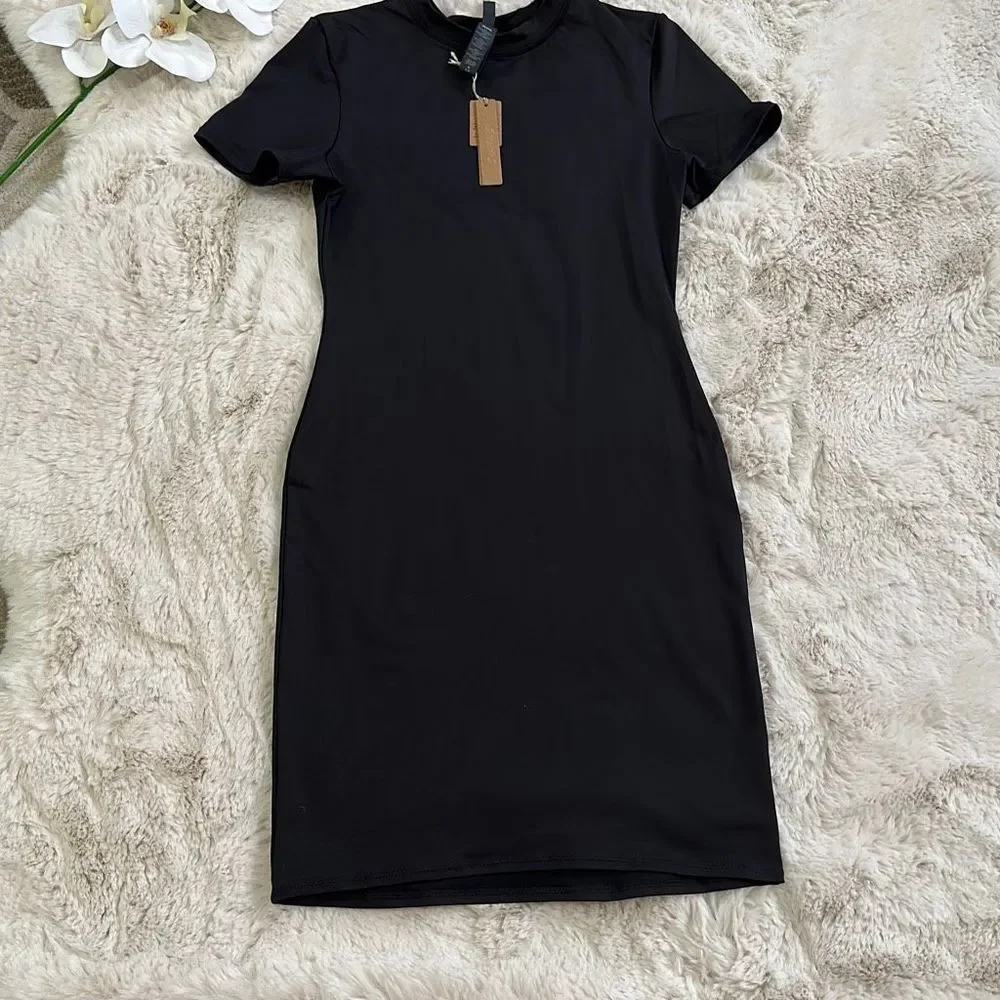 SKIMS Signature Swim T-Shirt Dress Onyx Size M